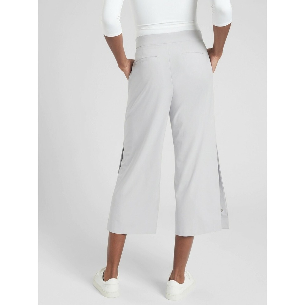 Athleta Tribeca Crop Pants Tern Grey Size 10 Travel Work Stretch Snap Ankle - Picture 13 of 16